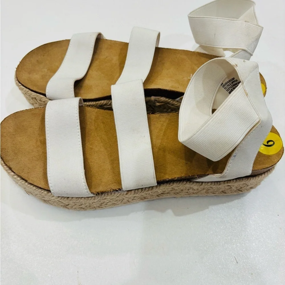 Esprit Women's Cream Espadrille Sandals with elastic ankle straps size 9